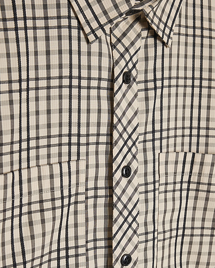 Beige Check Long Sleeve Shirt