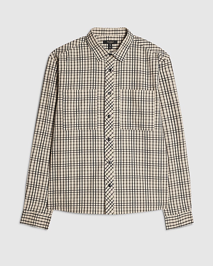 Beige Check Long Sleeve Shirt