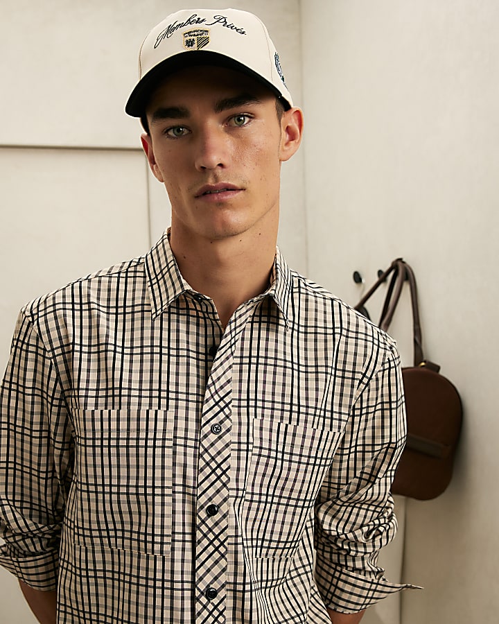 Beige Check Long Sleeve Shirt