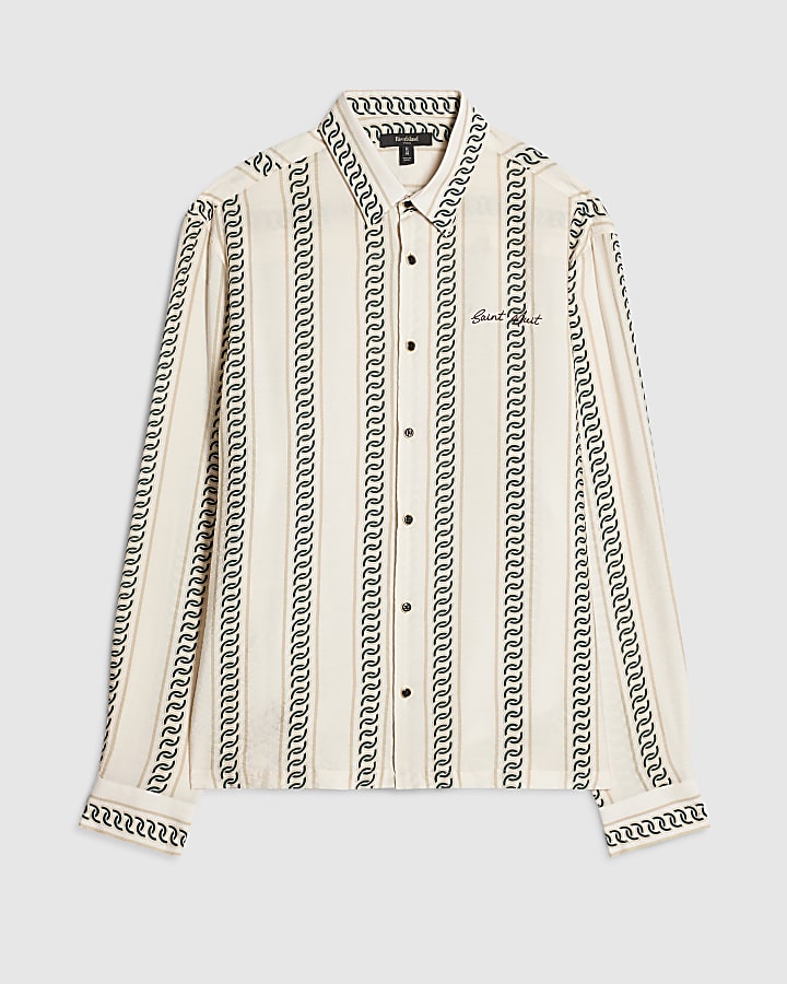 Cream Regular Fit Chain Print Shirt