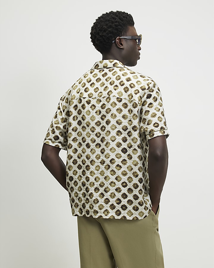 Green Regular Fit Blurred Dotted Shirt