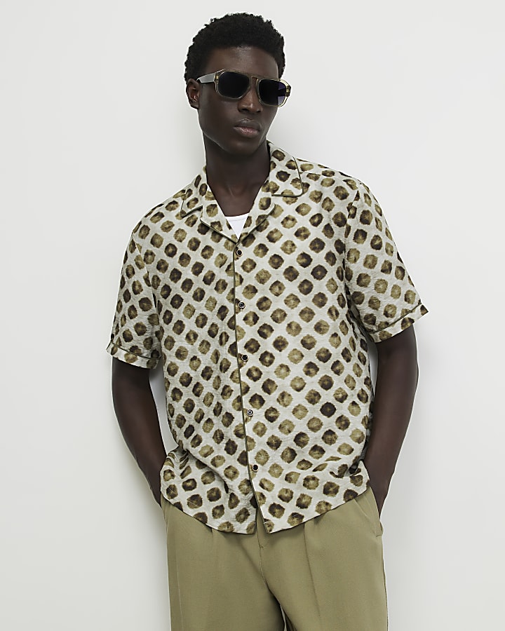 Green Regular Fit Blurred Dotted Shirt