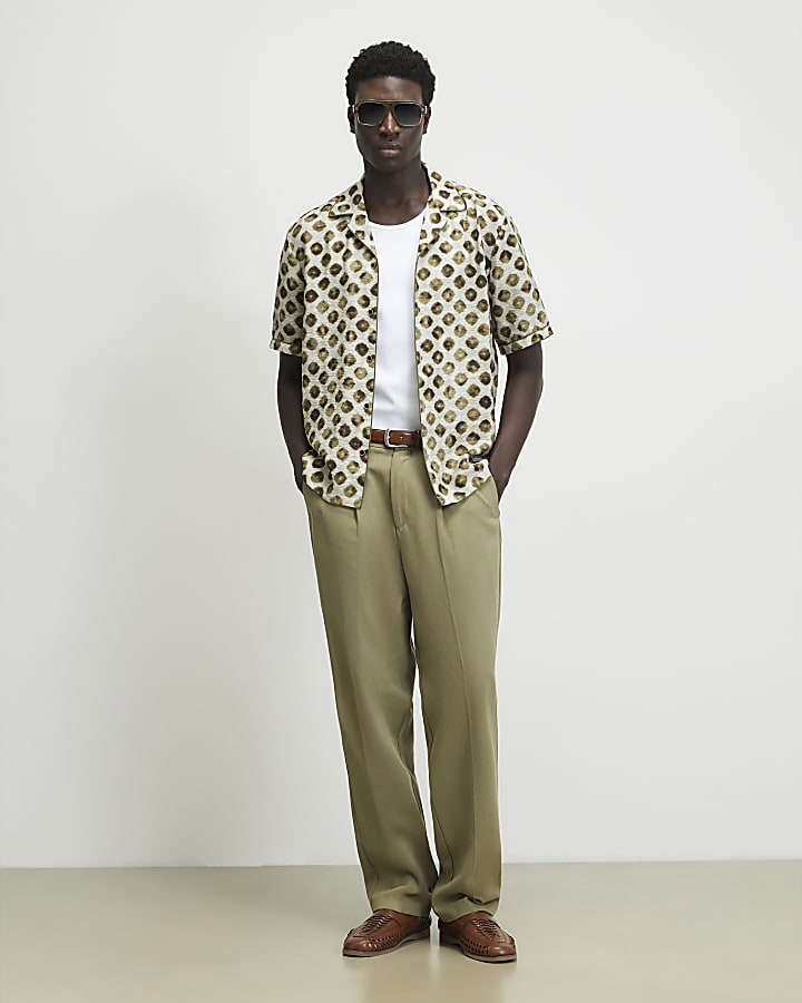 Green Regular Fit Blurred Dotted Shirt