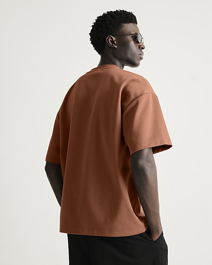 Brown RI Studio Boxy Crew Neck T-Shirt