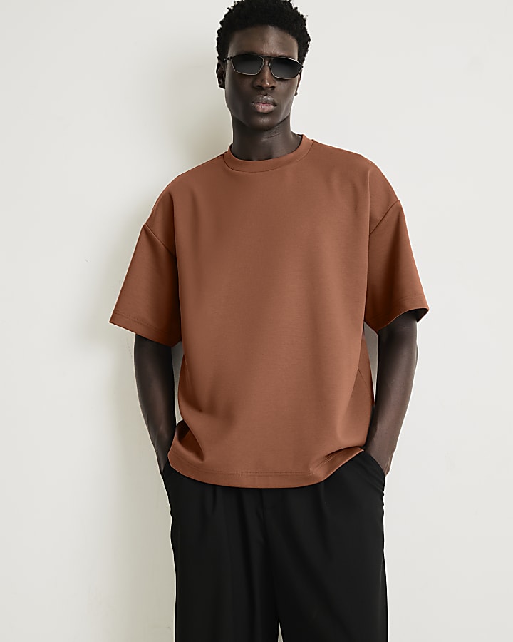 Brown RI Studio Boxy Crew Neck T-Shirt