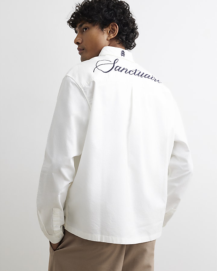 White Cotton Embroidered Sanctuaire Shirt