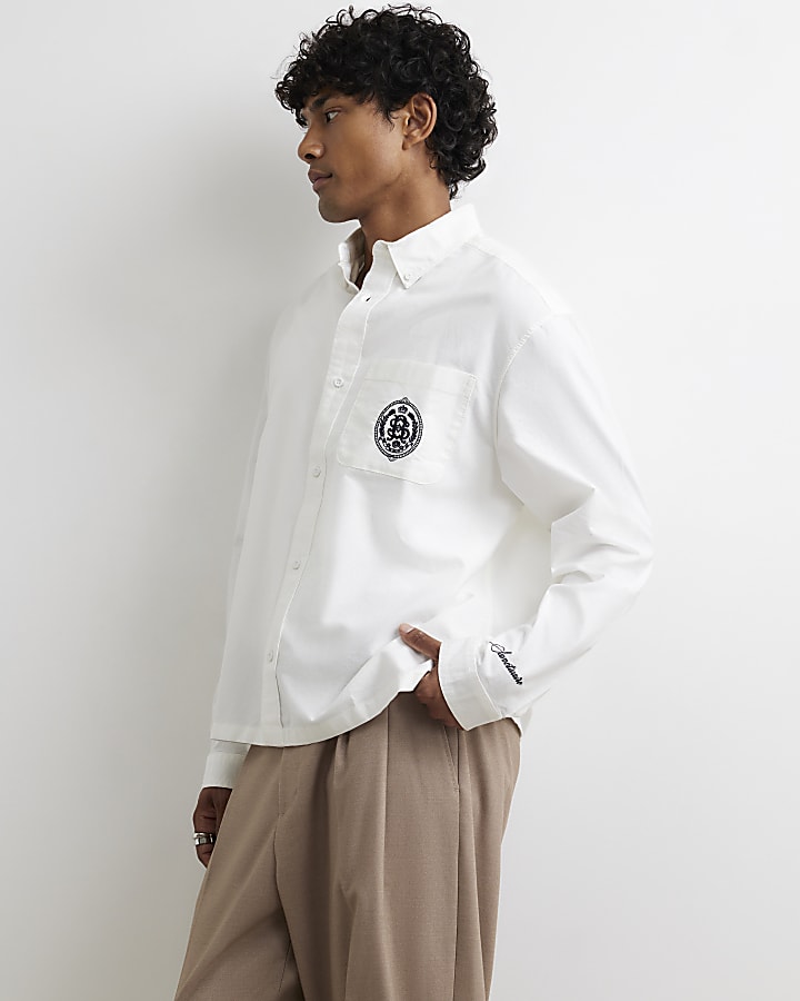 White Cotton Embroidered Sanctuaire Shirt