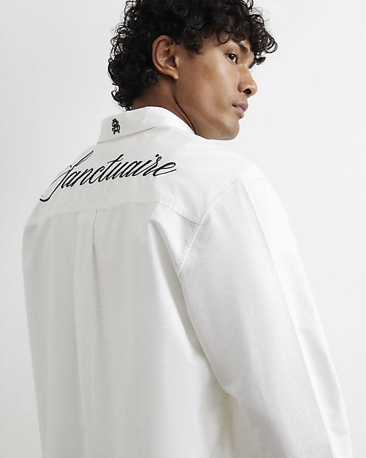 White Cotton Embroidered Sanctuaire Shirt