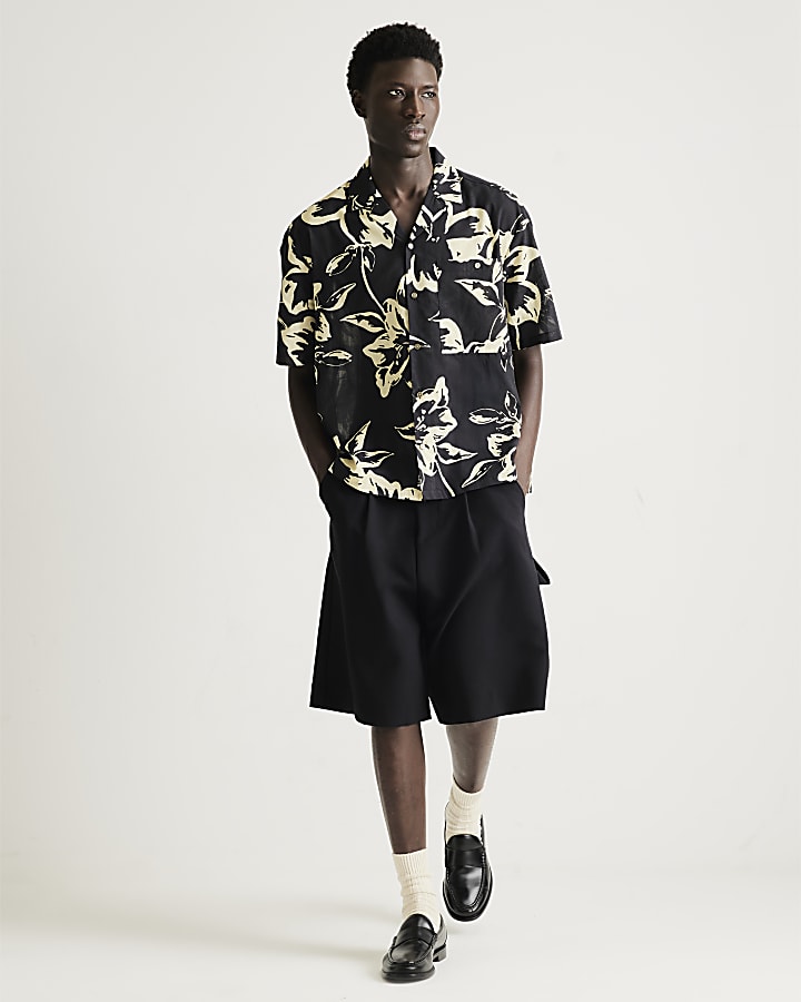 Black RI Studio Floral Short Sleeve Shirt