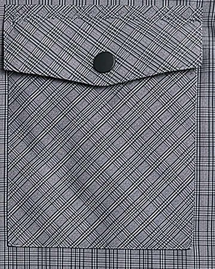 Grey Regular Fit Nylon Check Utility Shirt