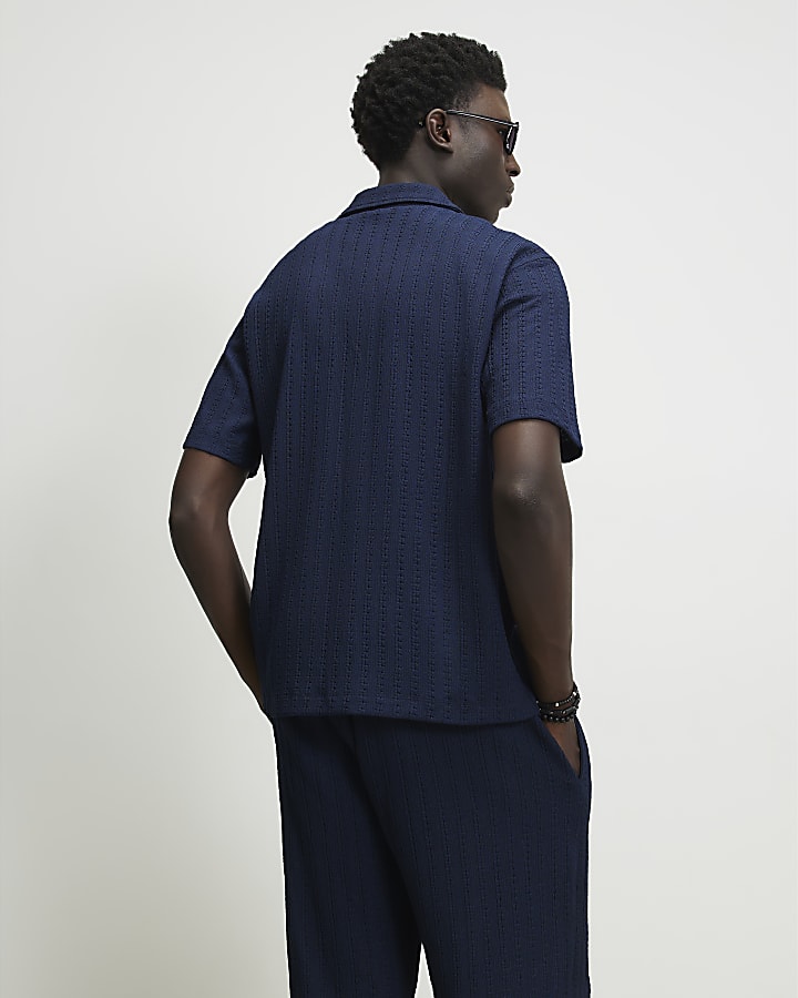 Navy Vertical Texture Shirt