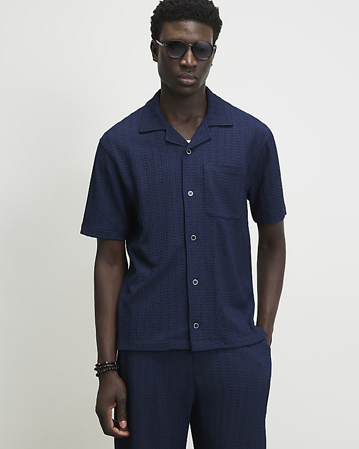 Navy Vertical Texture Shirt