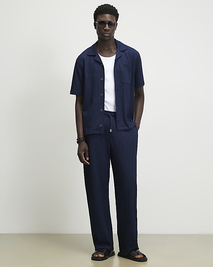 Navy Vertical Texture Shirt