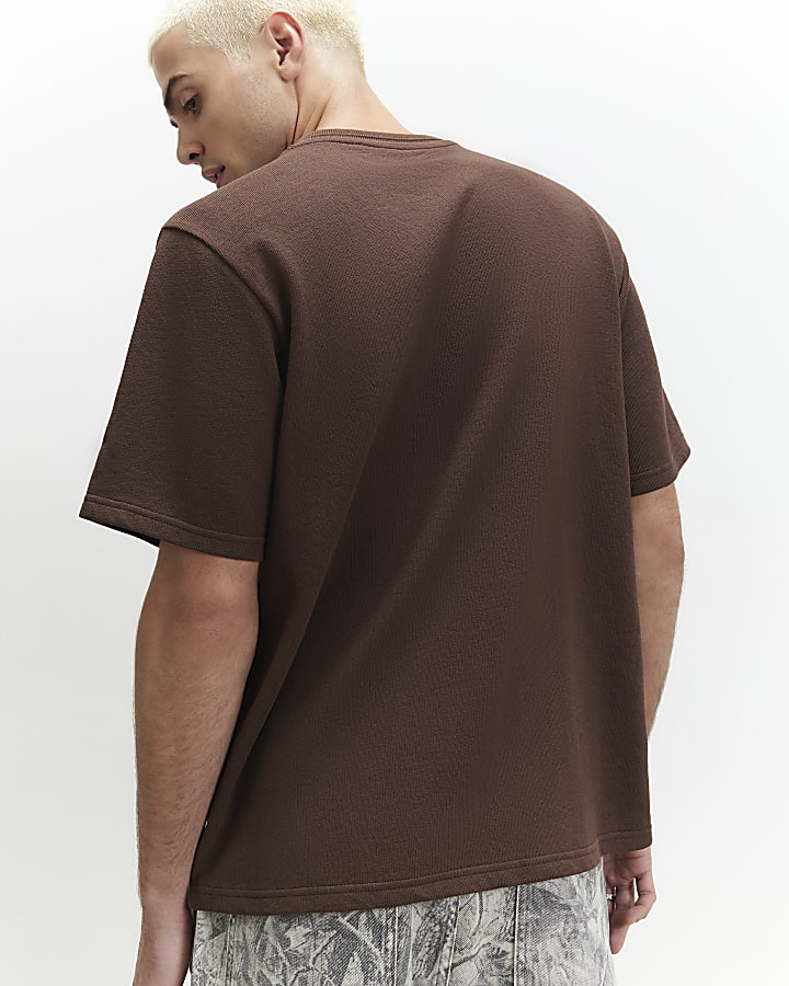 Brown Regular Fit Cotton Ame Saint T-Shirt