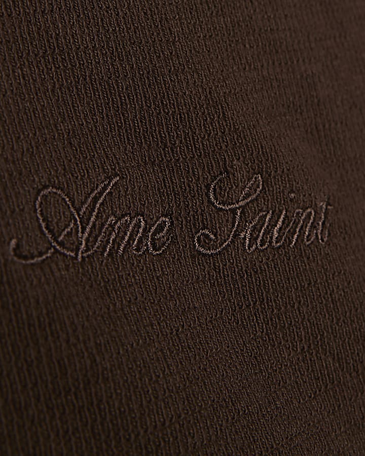Brown Regular Fit Cotton Ame Saint T-Shirt