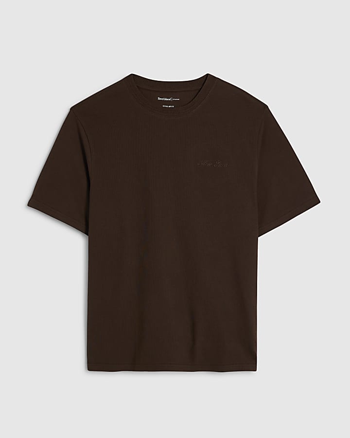 Brown Regular Fit Cotton Ame Saint T-Shirt