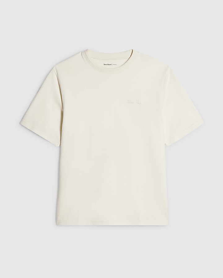 Cream Regular Fit Cotton Ame Saint T-Shirt