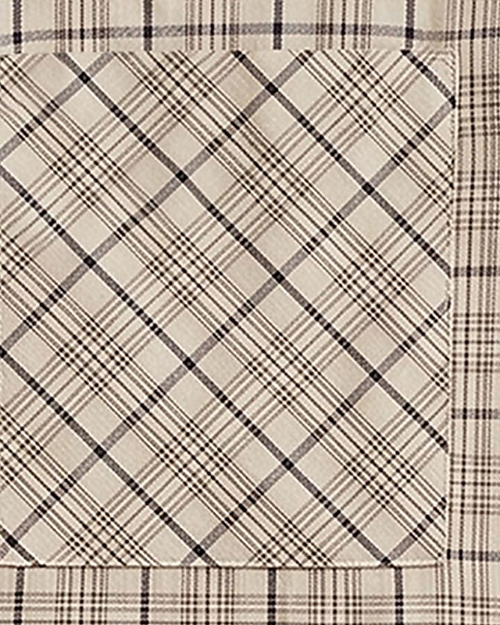 Beige Oversized Fit Cotton Check Shirt