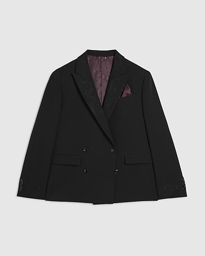 Black Embroidered Baroque Blazer