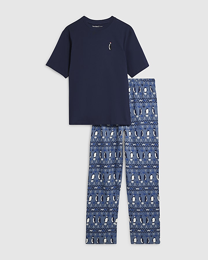 Navy Fairisle Penguin Pyjamas Set