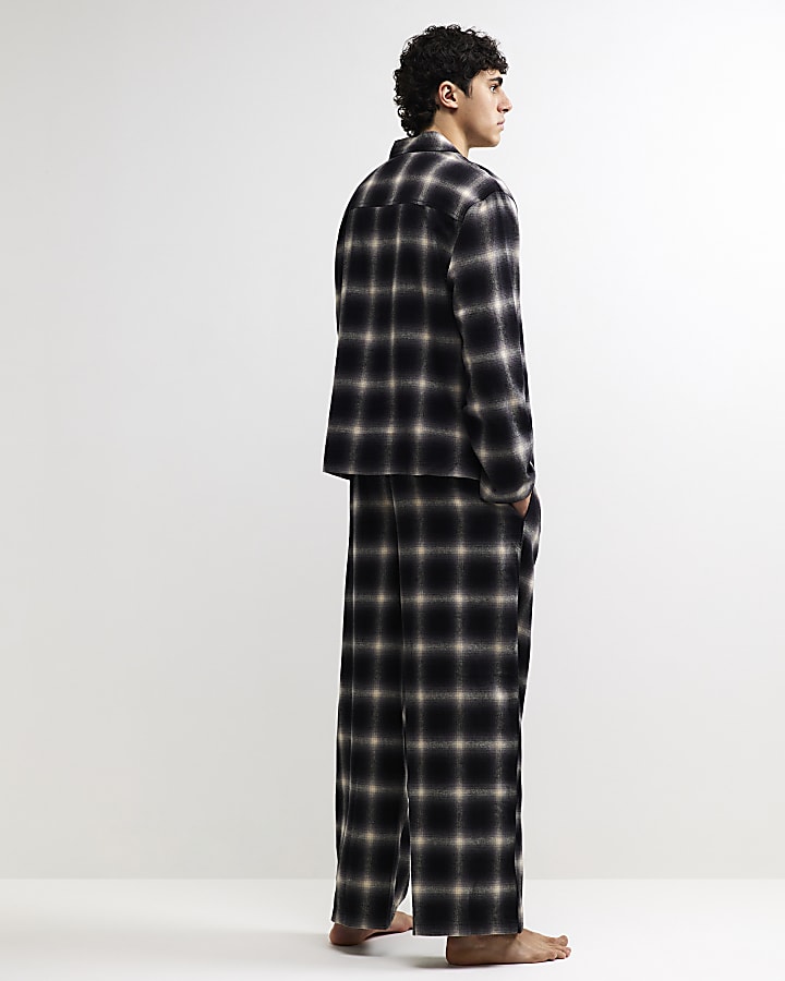 Black Blurred Check Oversized Fit Pyjamas Set