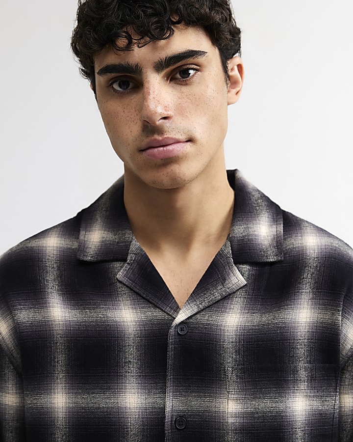 Black Blurred Check Oversized Fit Pyjamas Set