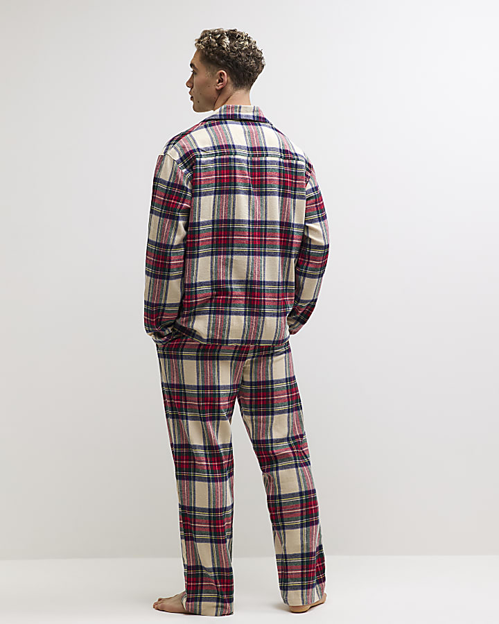 Red Regular fit Woven Check Pyjama Set