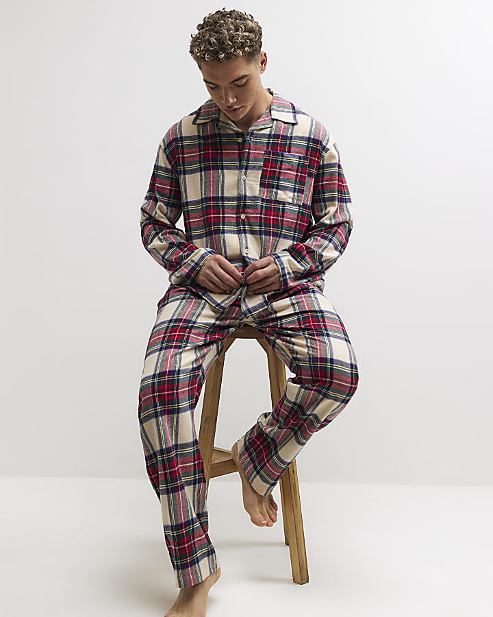 Red Regular fit Woven Check Pyjama Set