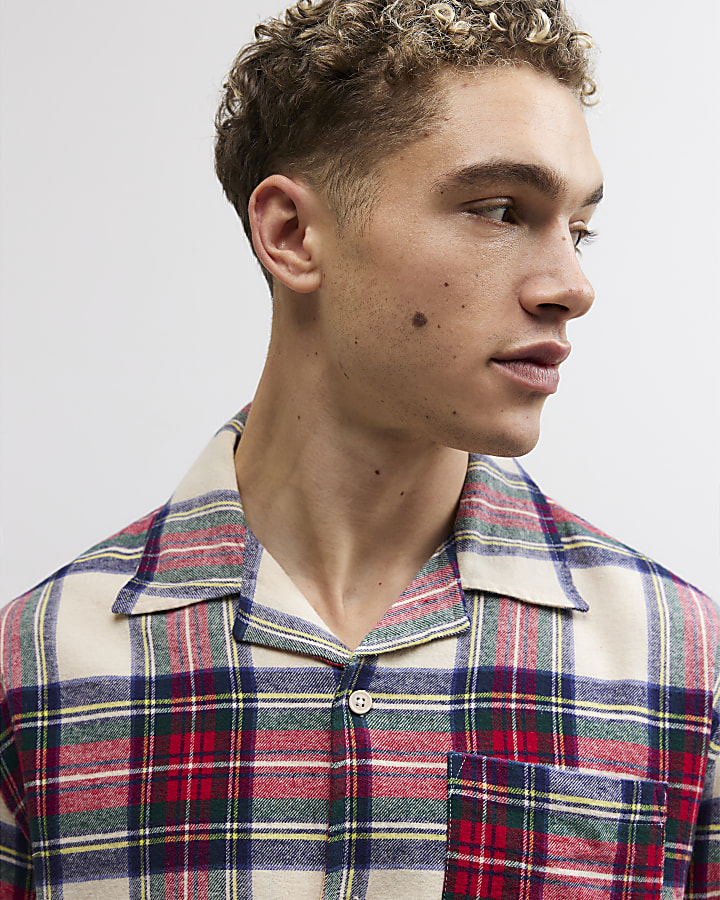 Red Regular fit Woven Check Pyjama Set