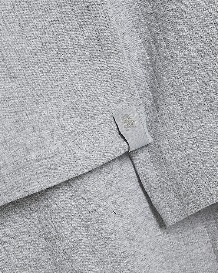 Grey Muscle Fit Rib Loungewear Set