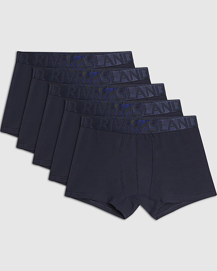 Navy Satin Pack Of 5 Trunks