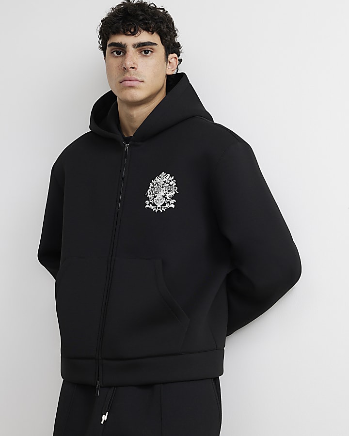 Black Premium Oversized Fit Baroque Hoodie