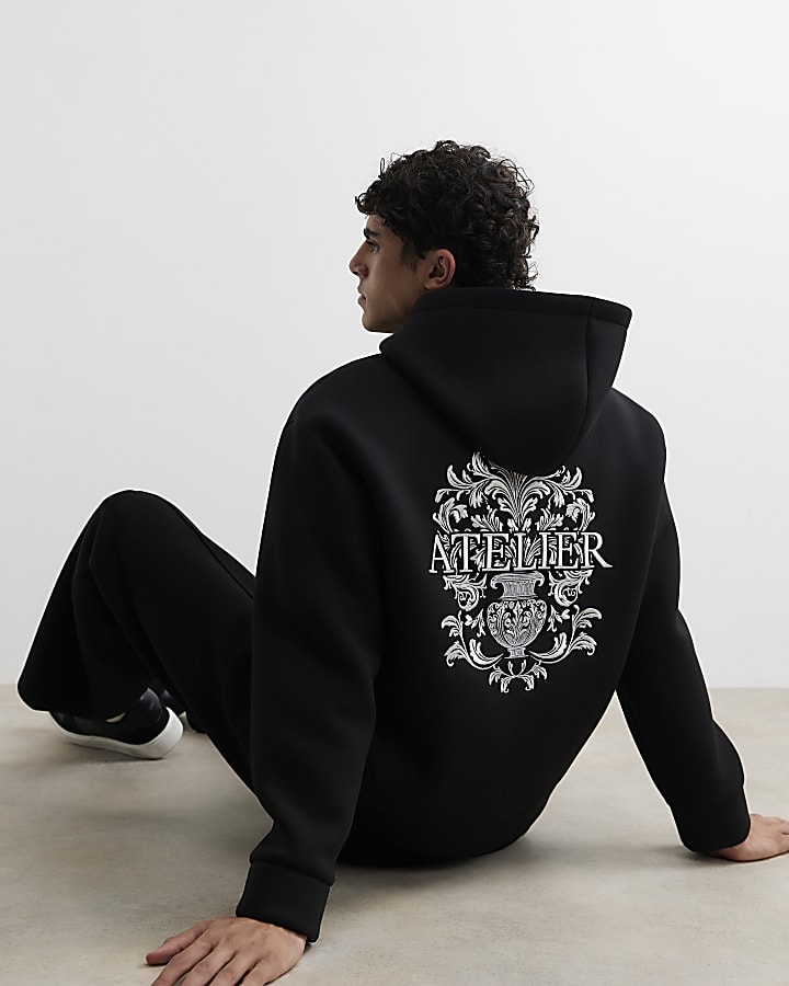 Black Premium Oversized Fit Baroque Hoodie
