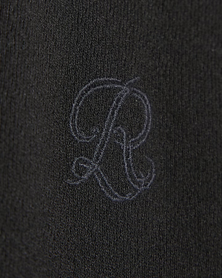 Black Slim Fit Tipped Cotton Zip Polo Shirt