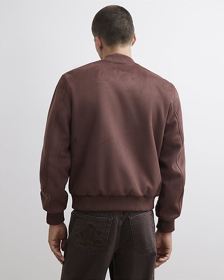 Brown Suede Bomber Jacket