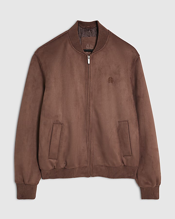 Brown Suede Bomber Jacket