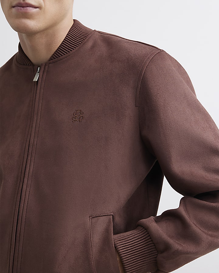 Brown Suede Bomber Jacket