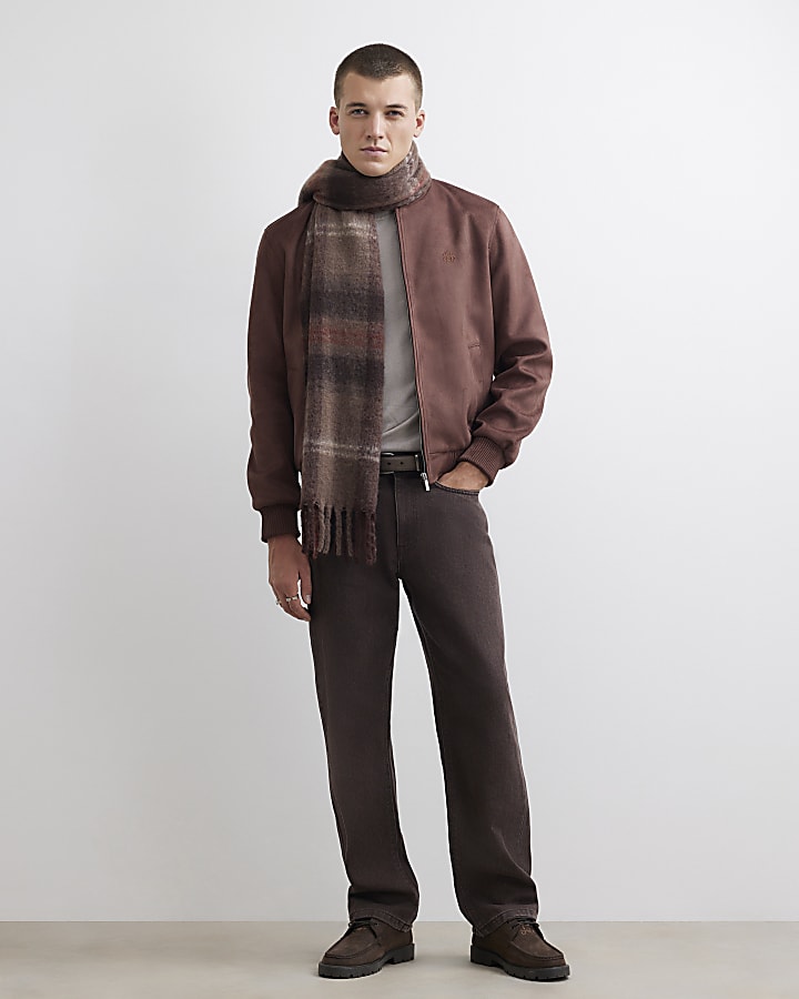 Brown Suede Bomber Jacket