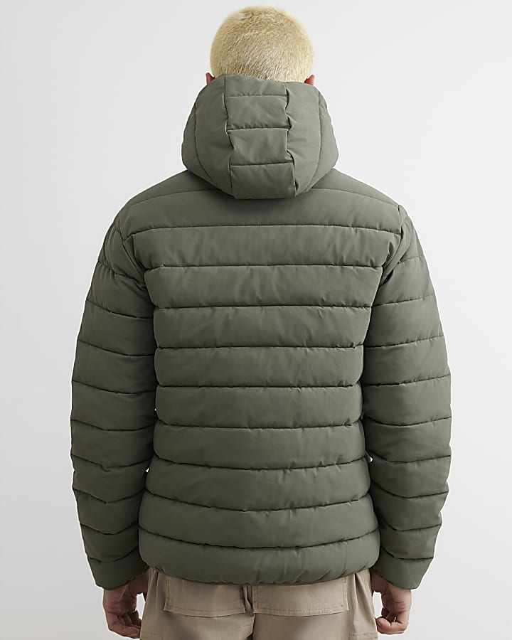 Green Muscle Fit Puffer Jacket