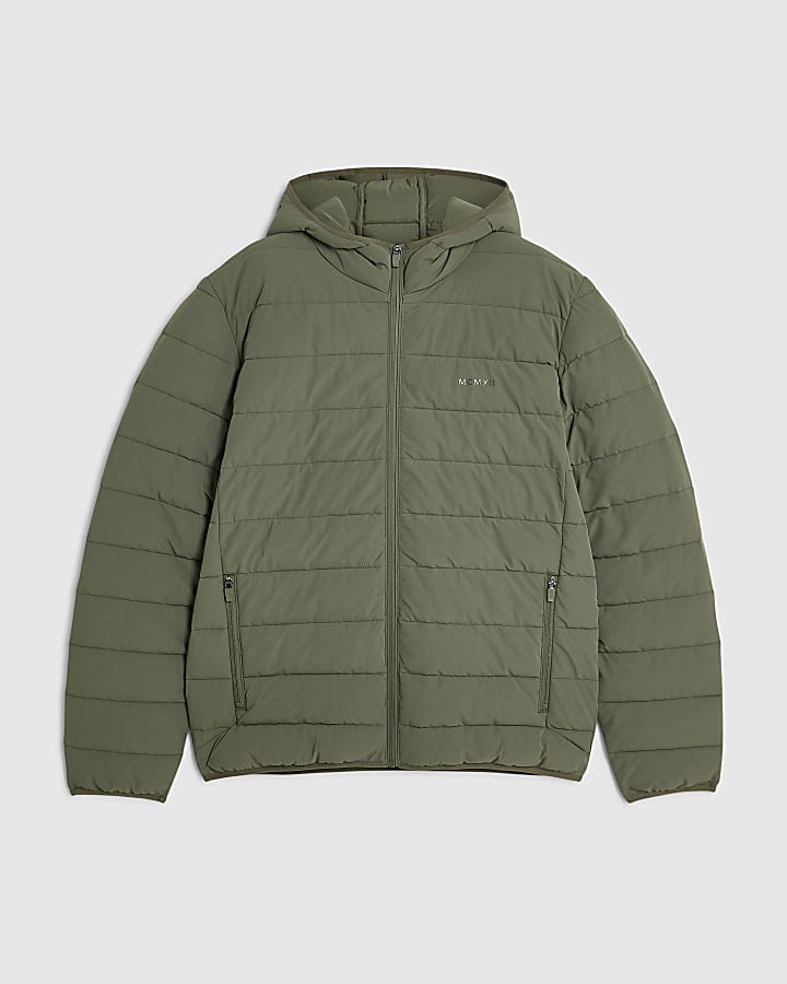 Green Muscle Fit Puffer Jacket