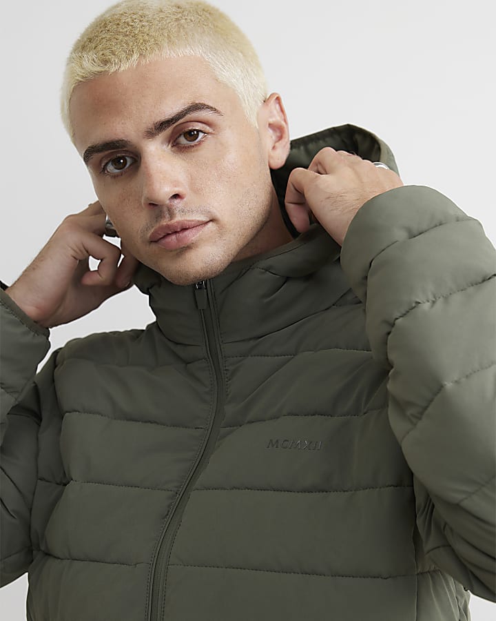 Green Muscle Fit Puffer Jacket