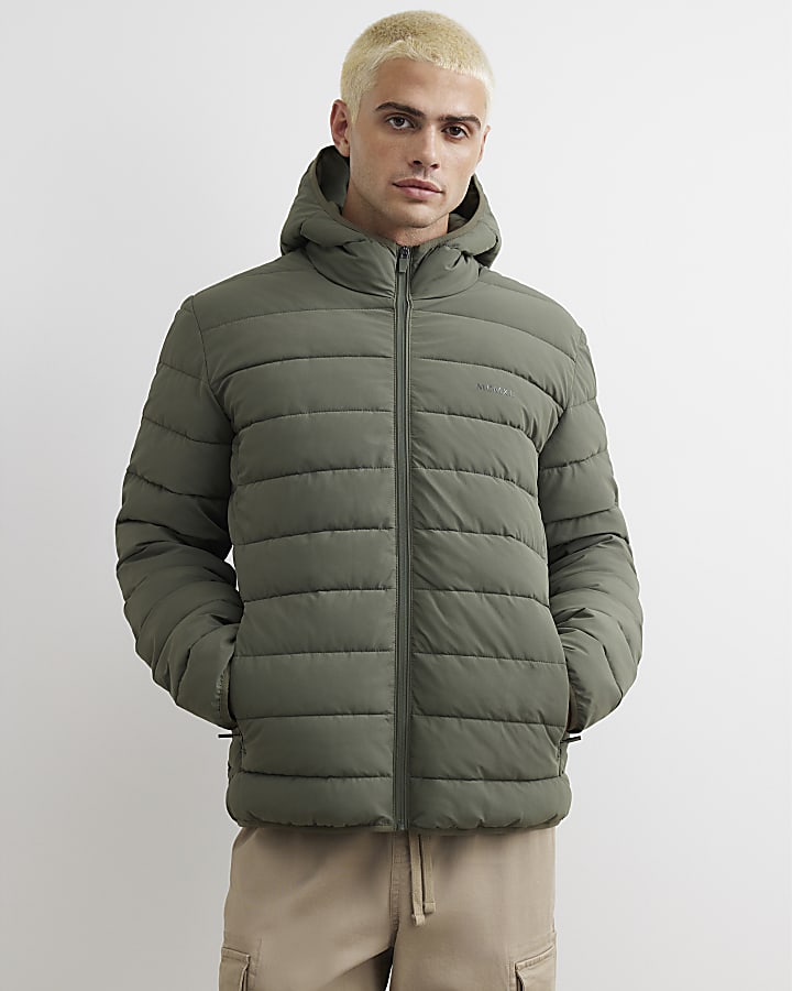 Green Muscle Fit Puffer Jacket