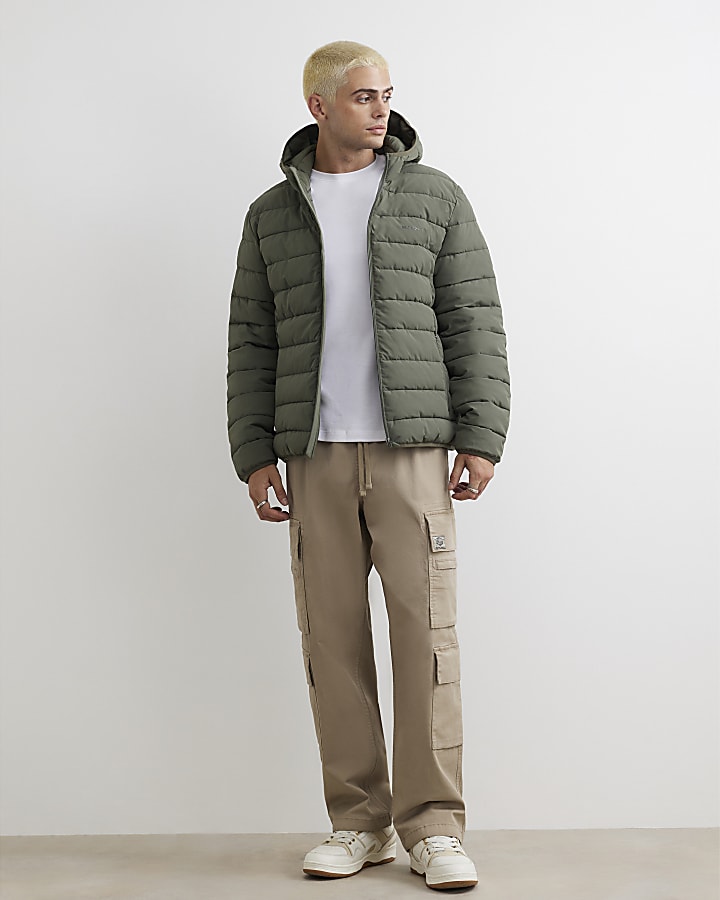 Green Muscle Fit Puffer Jacket