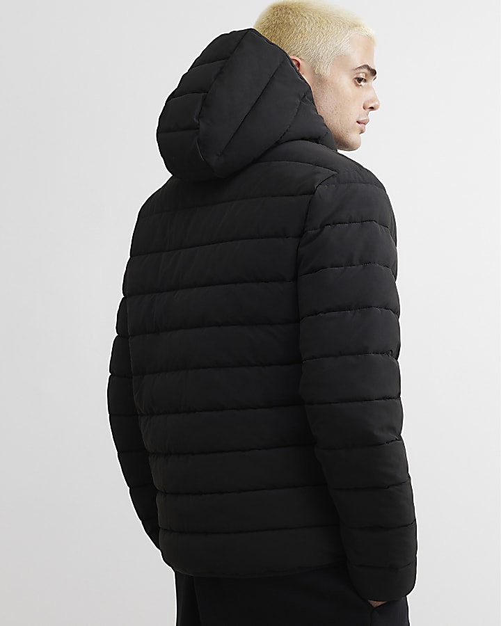 Black Muscle Fit Puffer Jacket