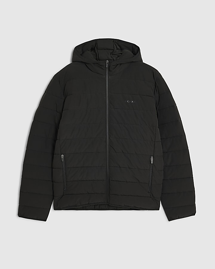 Black Muscle Fit Puffer Jacket