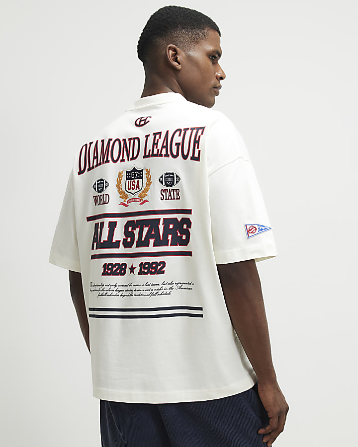 White Cotton Diamond League T-Shirt