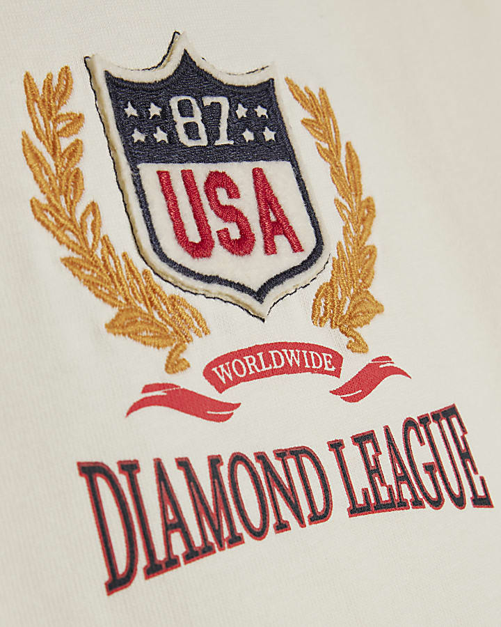 White Cotton Diamond League T-Shirt