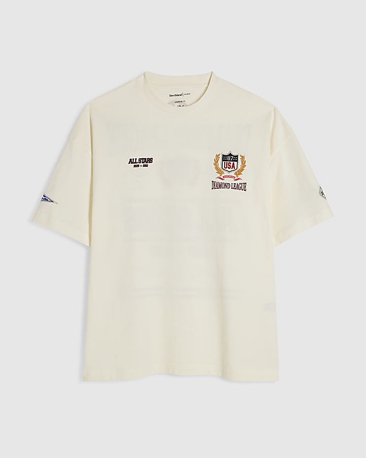 White Cotton Diamond League T-Shirt