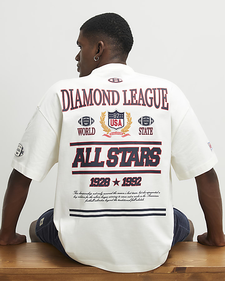 White Cotton Diamond League T-Shirt
