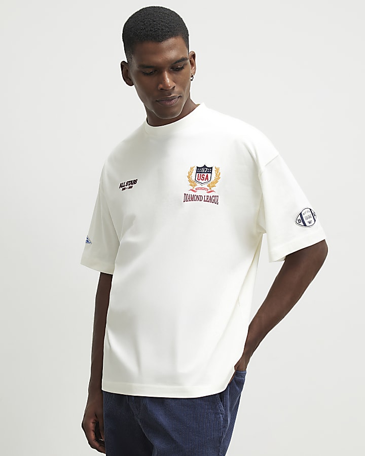 White Cotton Diamond League T-Shirt